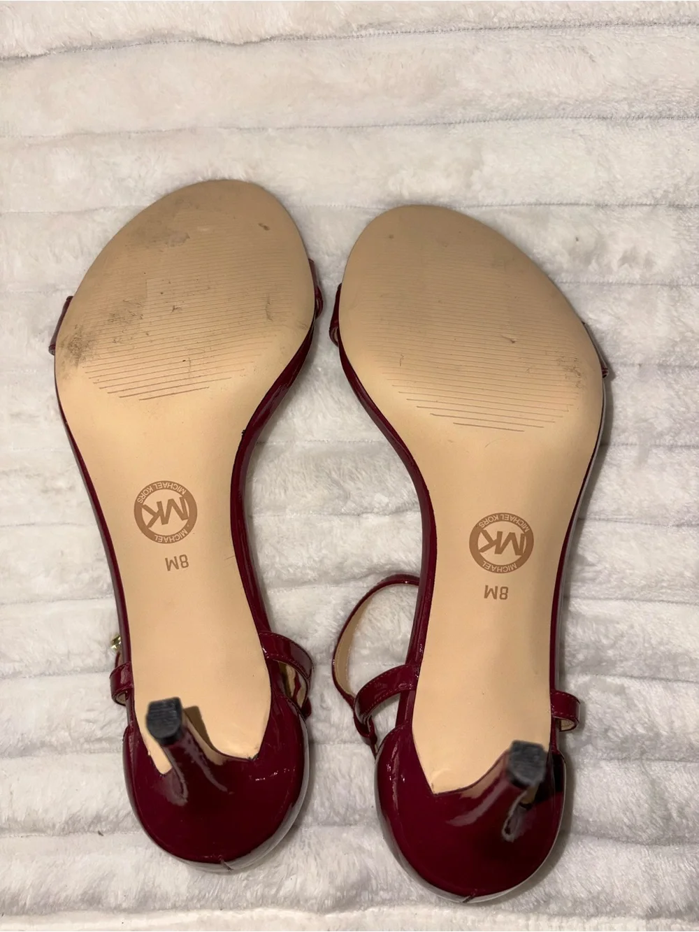 Michael Kors Women's Burgundy Patent Leather Ankle-Strap Heels 8M